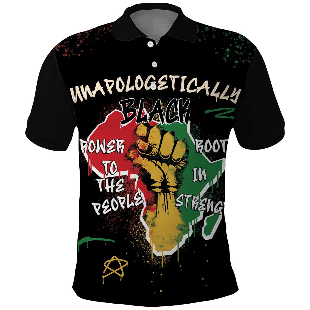 Power in Our Roots Polo Shirt Unapologetically Black African