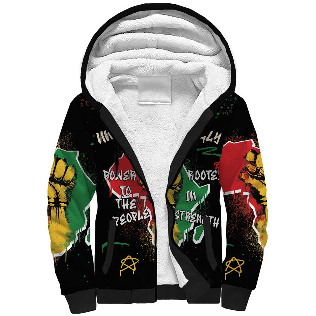 Power in Our Roots Sherpa Hoodie Unapologetically Black African - Wonder Print Shop