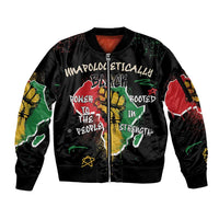 Power in Our Roots Sleeve Zip Bomber Jacket Unapologetically Black African - Wonder Print Shop