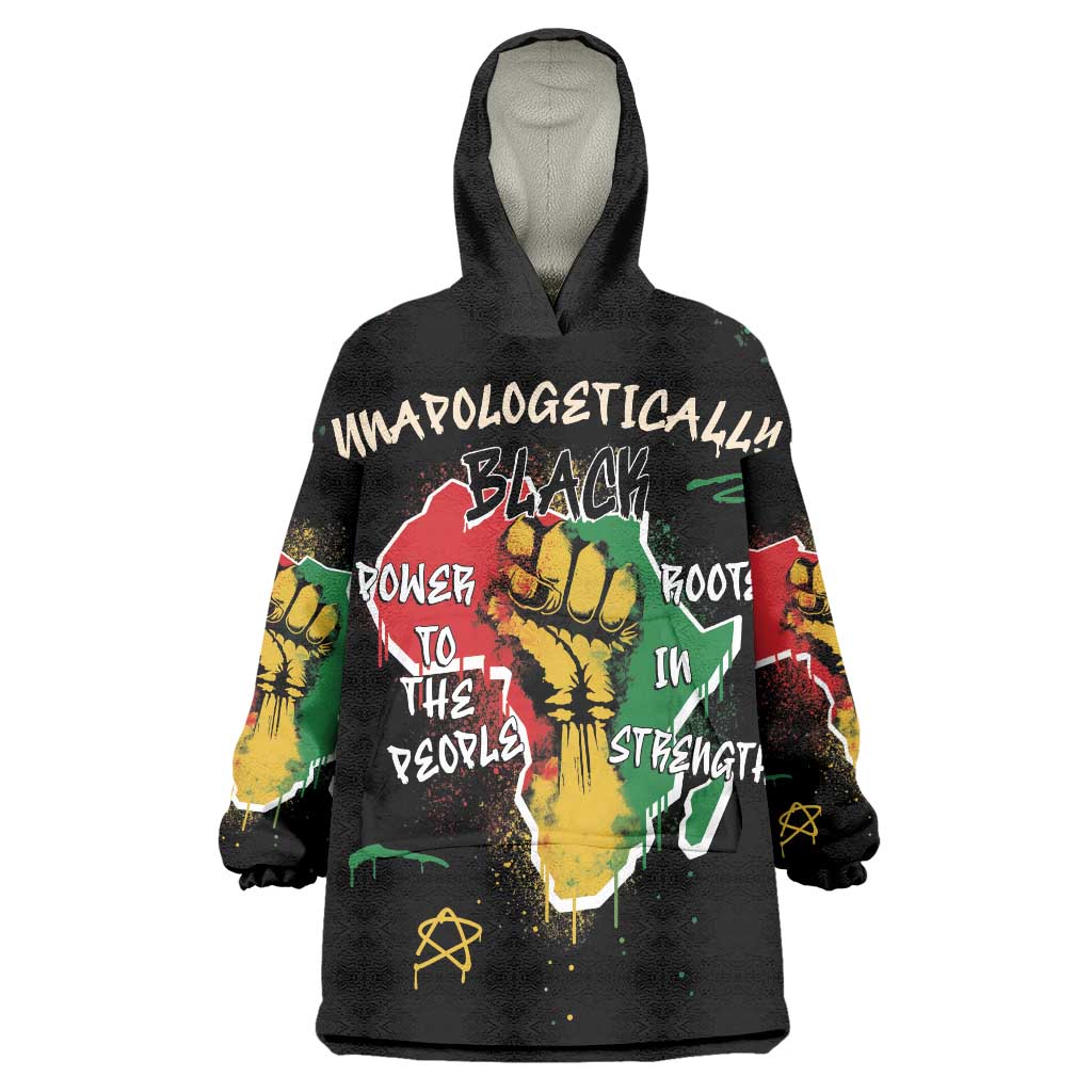 Power in Our Roots Wearable Blanket Hoodie Unapologetically Black African - Wonder Print Shop