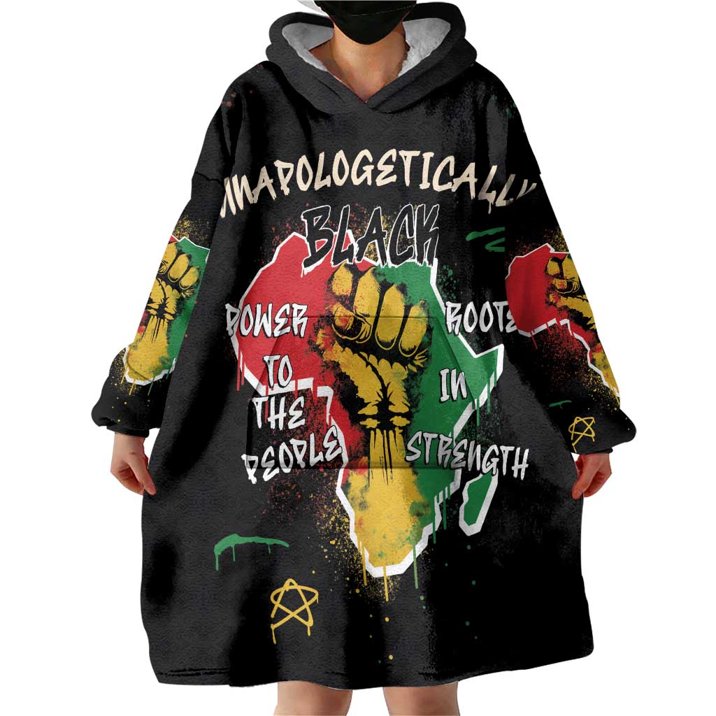 Power in Our Roots Wearable Blanket Hoodie Unapologetically Black African - Wonder Print Shop