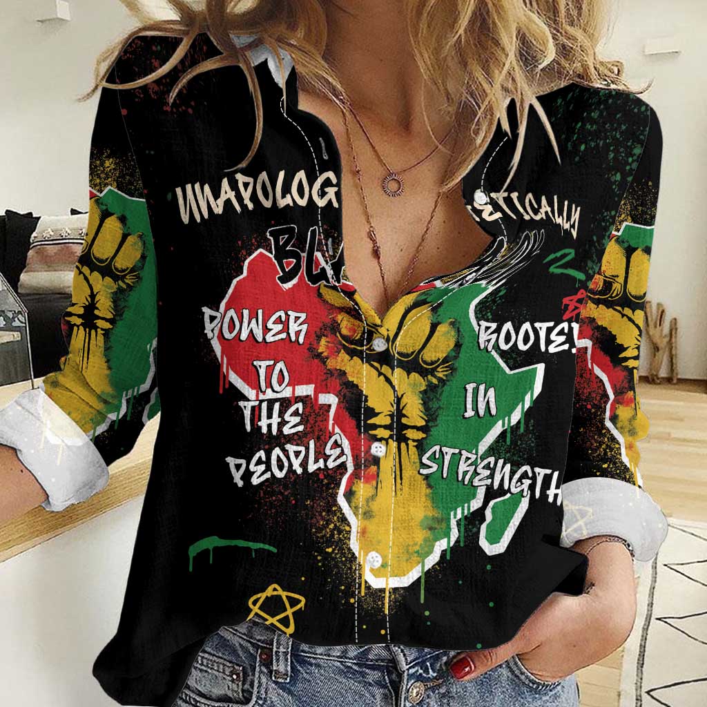 Power in Our Roots Women Casual Shirt Unapologetically Black African - Wonder Print Shop