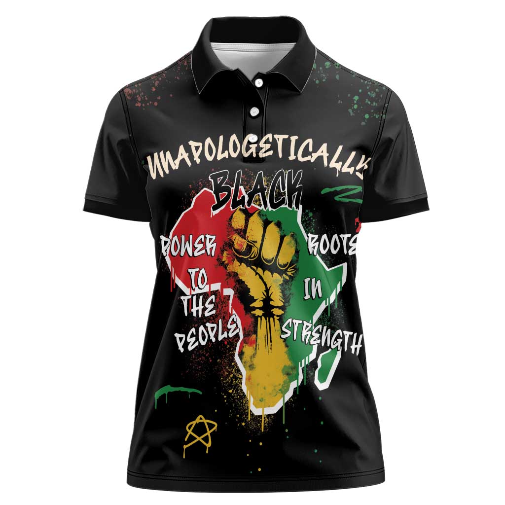 Power in Our Roots Women Polo Shirt Unapologetically Black African - Wonder Print Shop