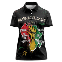 Power in Our Roots Women Polo Shirt Unapologetically Black African - Wonder Print Shop