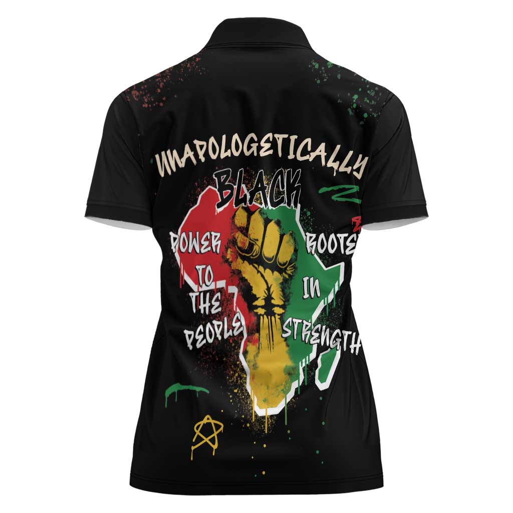 Power in Our Roots Women Polo Shirt Unapologetically Black African - Wonder Print Shop
