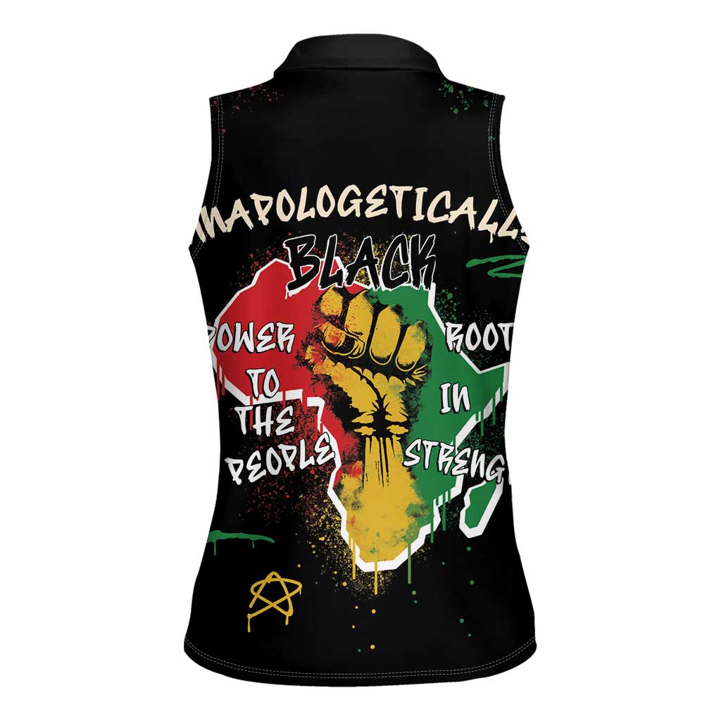 Power in Our Roots Women Sleeveless Polo Shirt Unapologetically Black African - Wonder Print Shop
