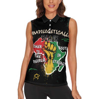 Power in Our Roots Women Sleeveless Polo Shirt Unapologetically Black African - Wonder Print Shop