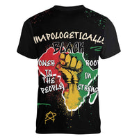 Power in Our Roots Women V-Neck T-Shirt Unapologetically Black African - Wonder Print Shop