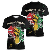 Power in Our Roots Women V-Neck T-Shirt Unapologetically Black African - Wonder Print Shop