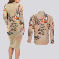 Our Beats Redefine The World African Couples Matching Long Sleeve Bodycon Dress and Long Sleeve Button Shirt