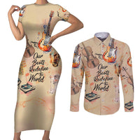 Our Beats Redefine The World African Couples Matching Short Sleeve Bodycon Dress and Long Sleeve Button Shirt