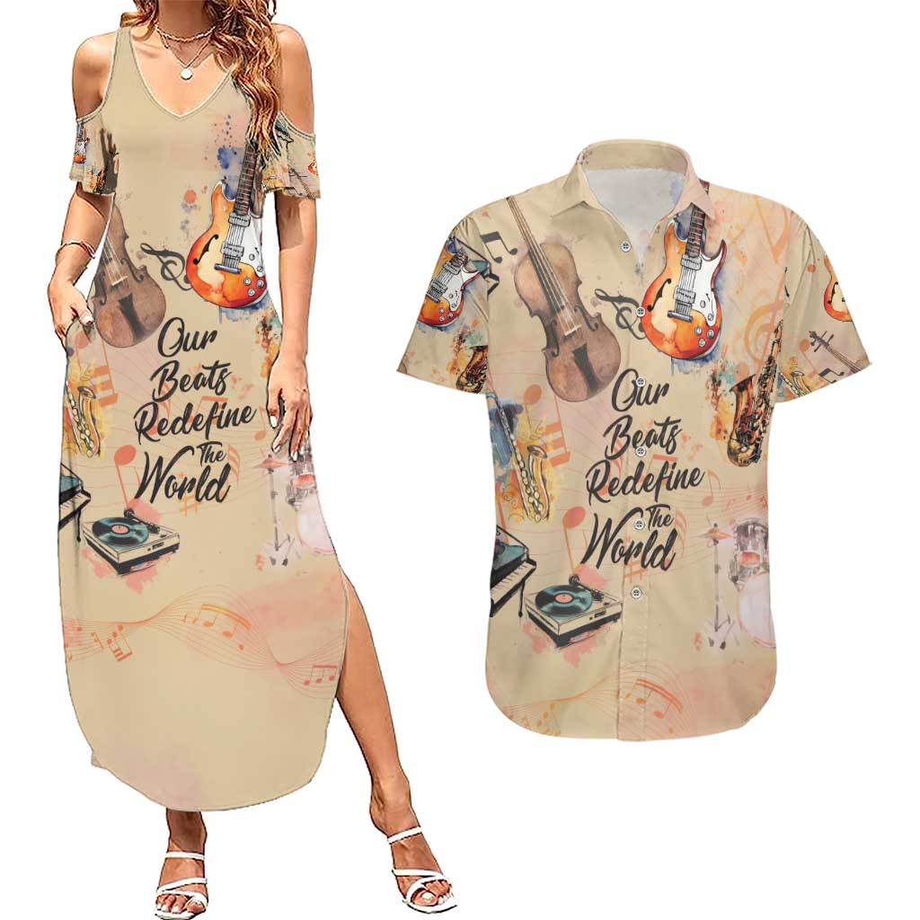 Our Beats Redefine The World African Couples Matching Summer Maxi Dress and Hawaiian Shirt