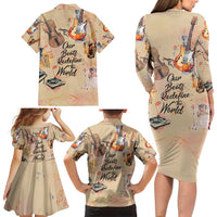 Our Beats Redefine The World African Family Matching Long Sleeve Bodycon Dress and Hawaiian Shirt