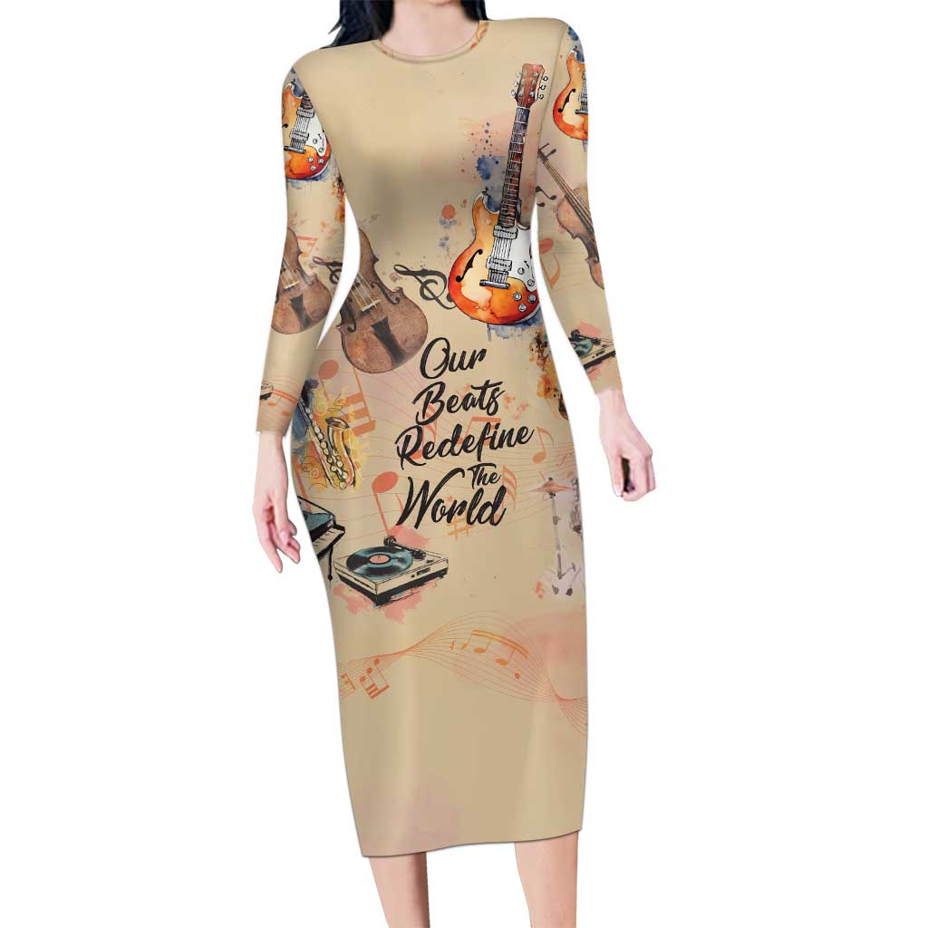 Our Beats Redefine The World African Family Matching Long Sleeve Bodycon Dress and Hawaiian Shirt