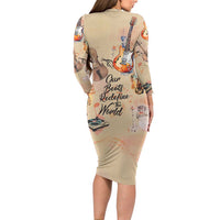 Our Beats Redefine The World African Family Matching Long Sleeve Bodycon Dress and Hawaiian Shirt