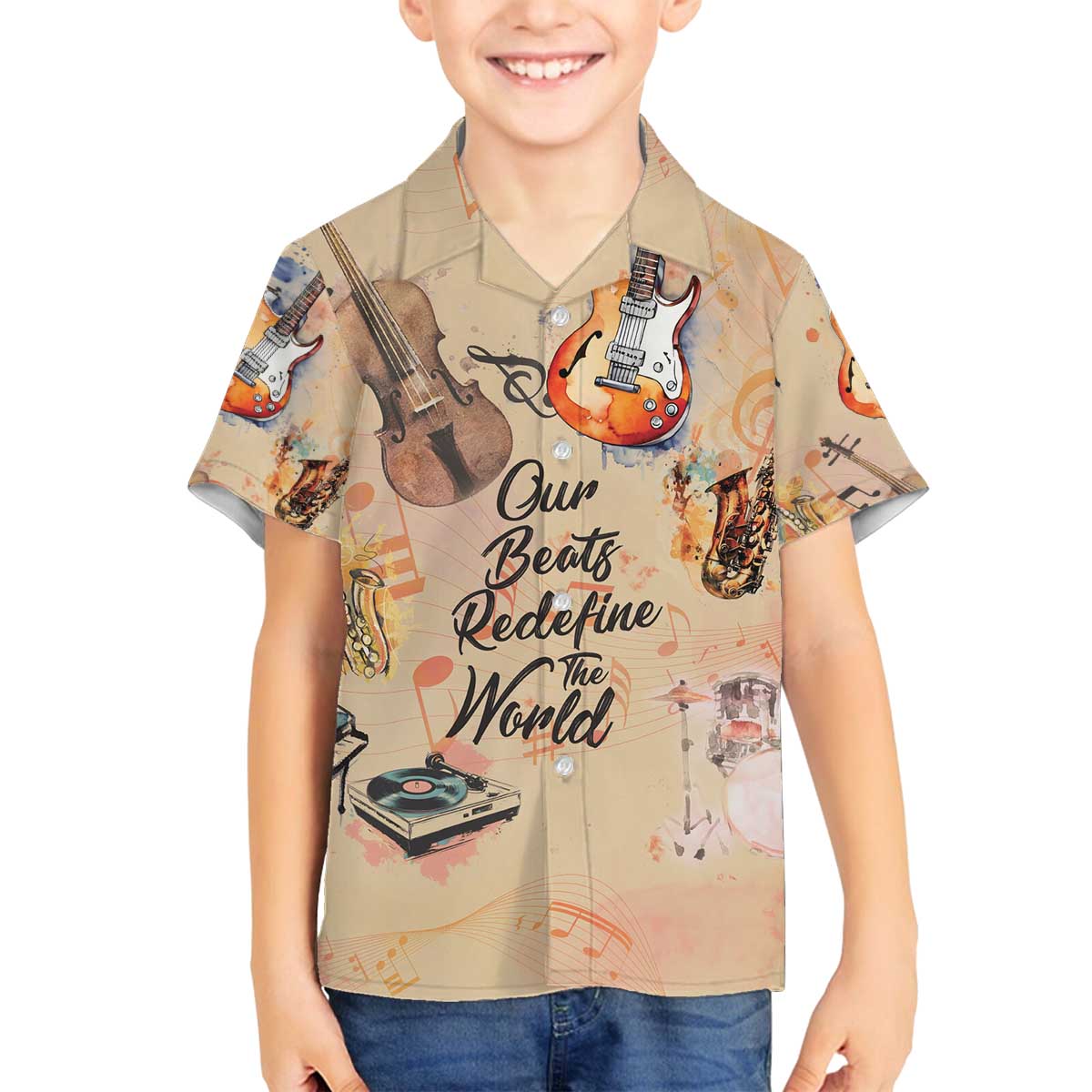 Our Beats Redefine The World African Family Matching Off The Shoulder Long Sleeve Dress and Hawaiian Shirt