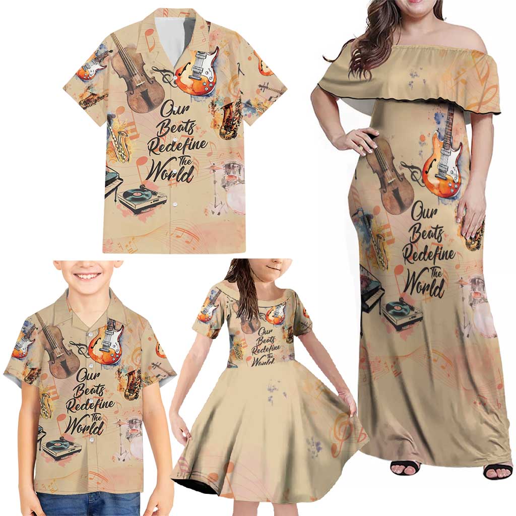 Our Beats Redefine The World African Family Matching Off Shoulder Maxi Dress and Hawaiian Shirt