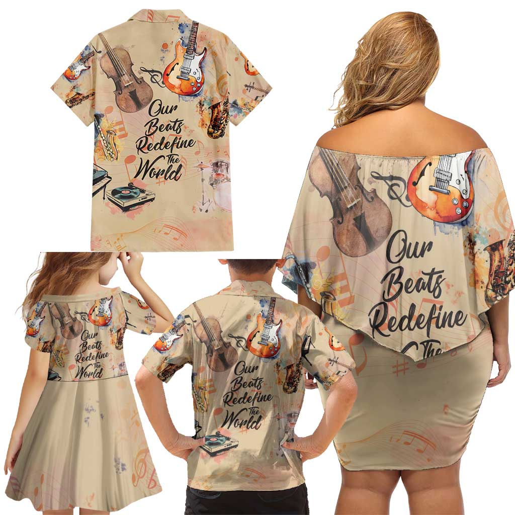 Our Beats Redefine The World African Family Matching Off Shoulder Short Dress and Hawaiian Shirt