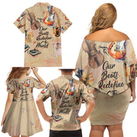 Our Beats Redefine The World African Family Matching Off Shoulder Short Dress and Hawaiian Shirt