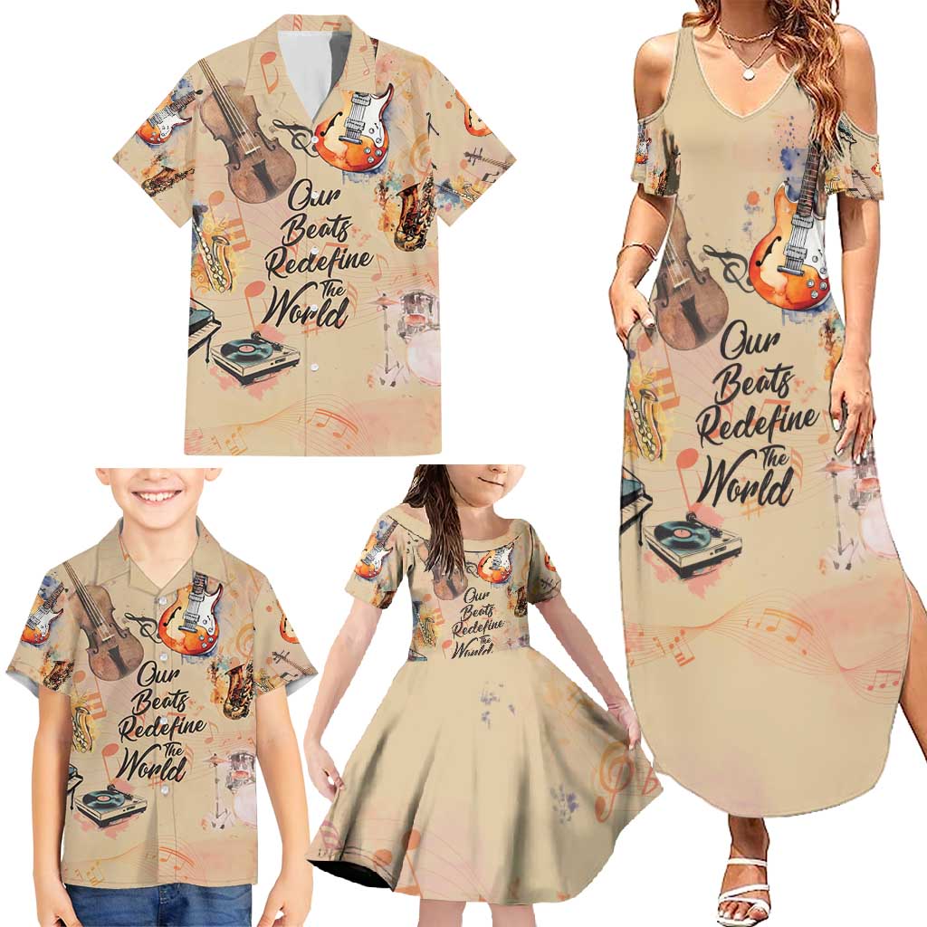 Our Beats Redefine The World African Family Matching Summer Maxi Dress and Hawaiian Shirt
