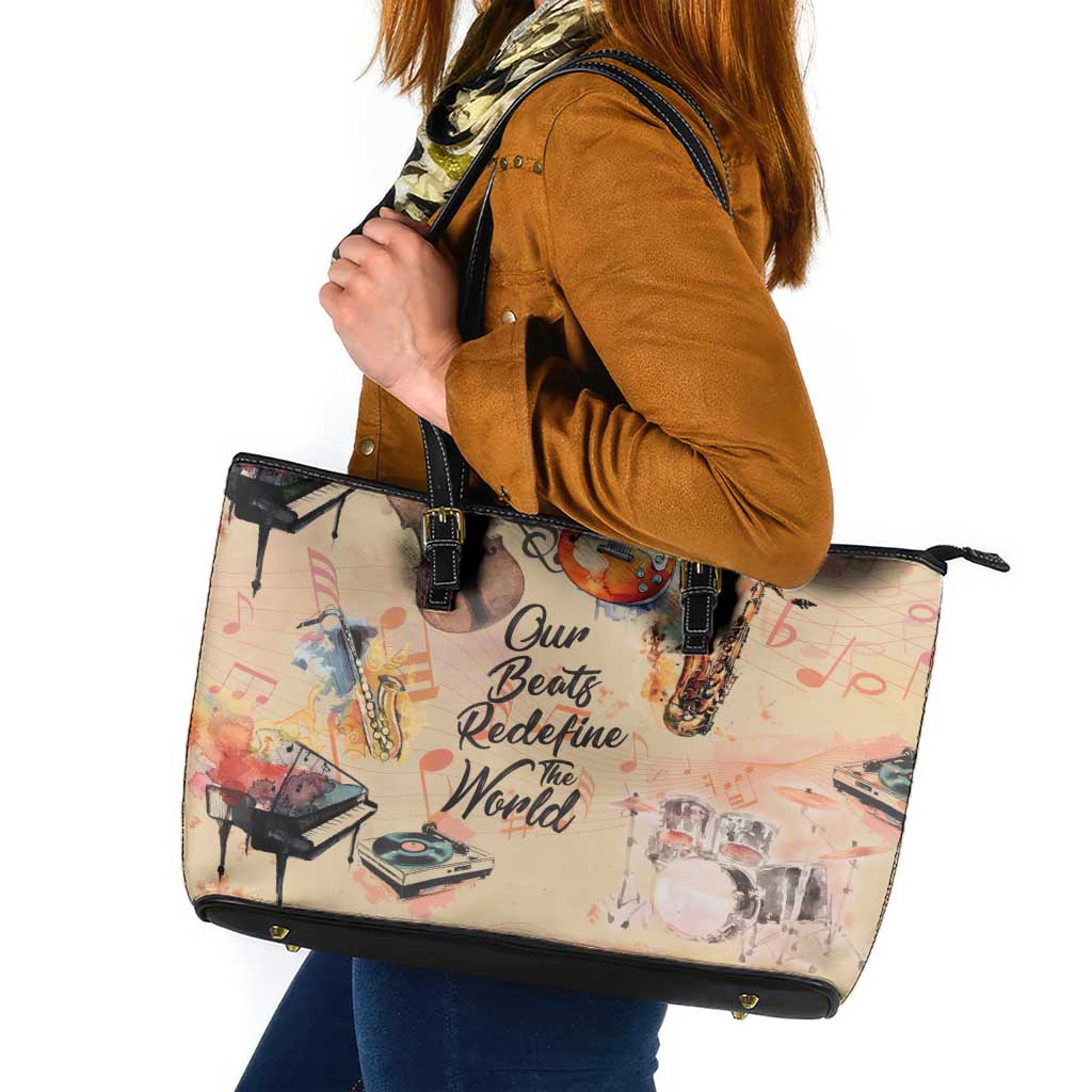 Our Beats Redefine The World African Leather Tote Bag