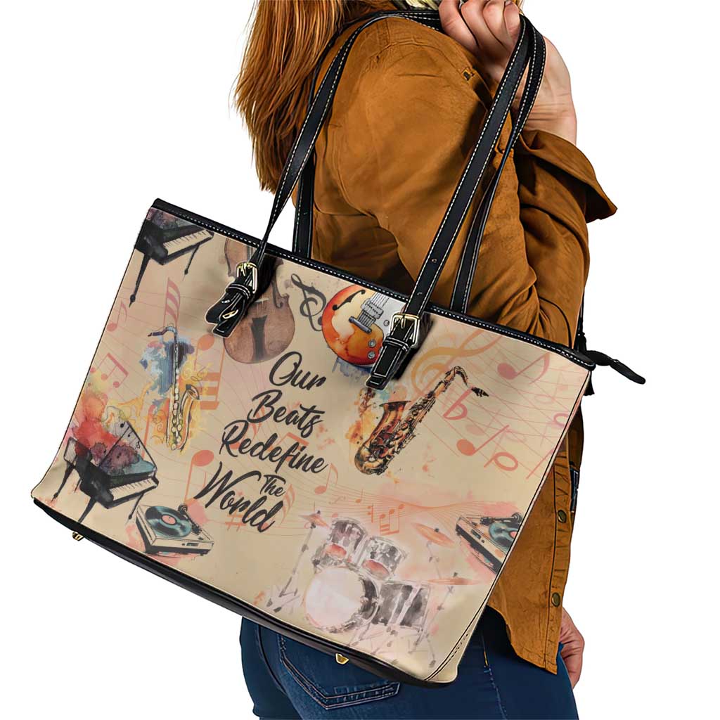 Our Beats Redefine The World African Leather Tote Bag