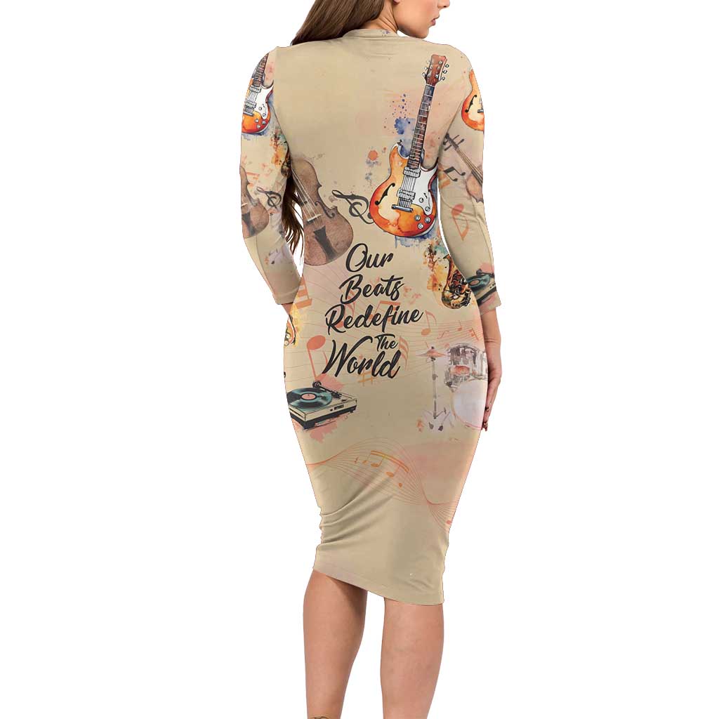 Our Beats Redefine The World African Long Sleeve Bodycon Dress