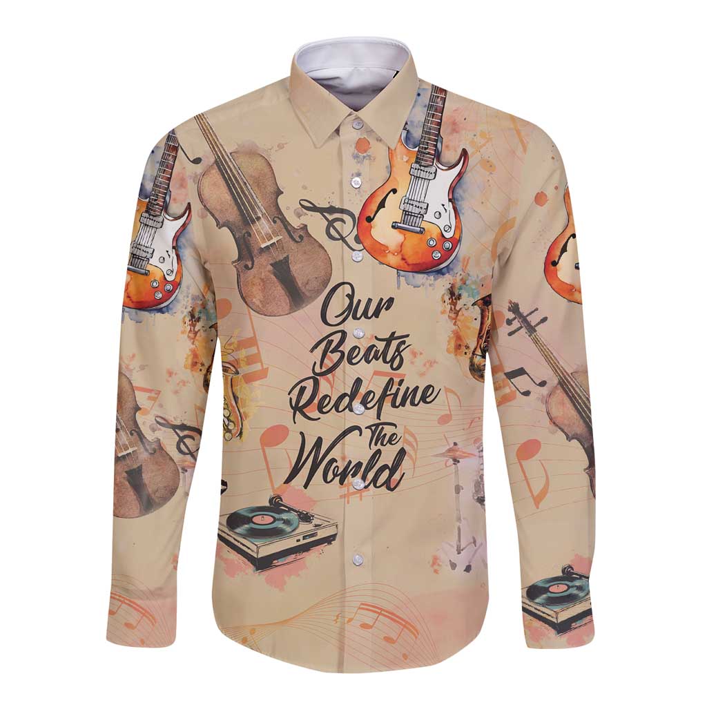 Our Beats Redefine The World African Long Sleeve Button Shirt