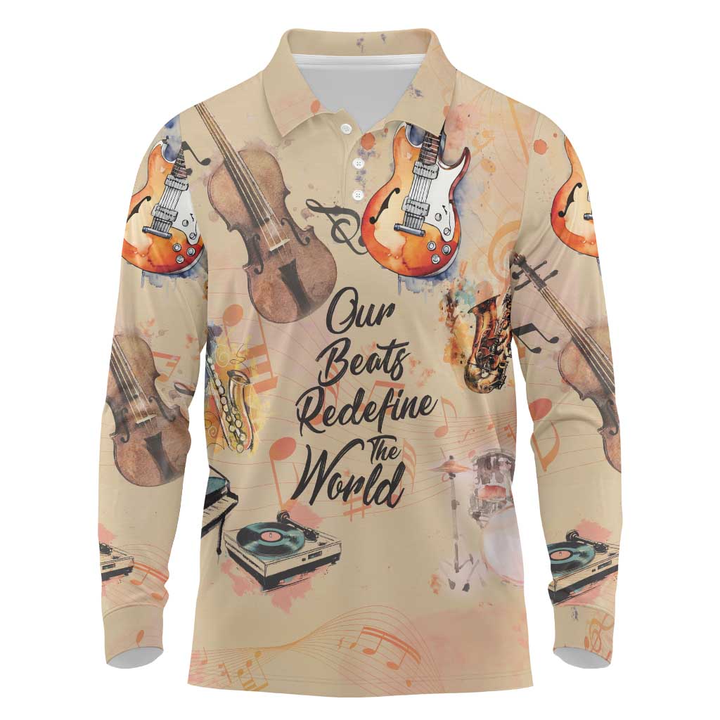 Our Beats Redefine The World African Long Sleeve Polo Shirt