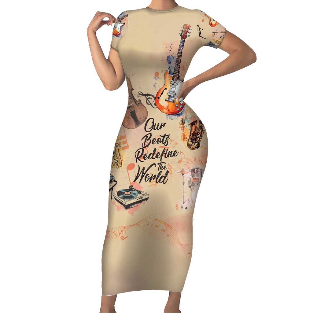 Our Beats Redefine The World African Short Sleeve Bodycon Dress