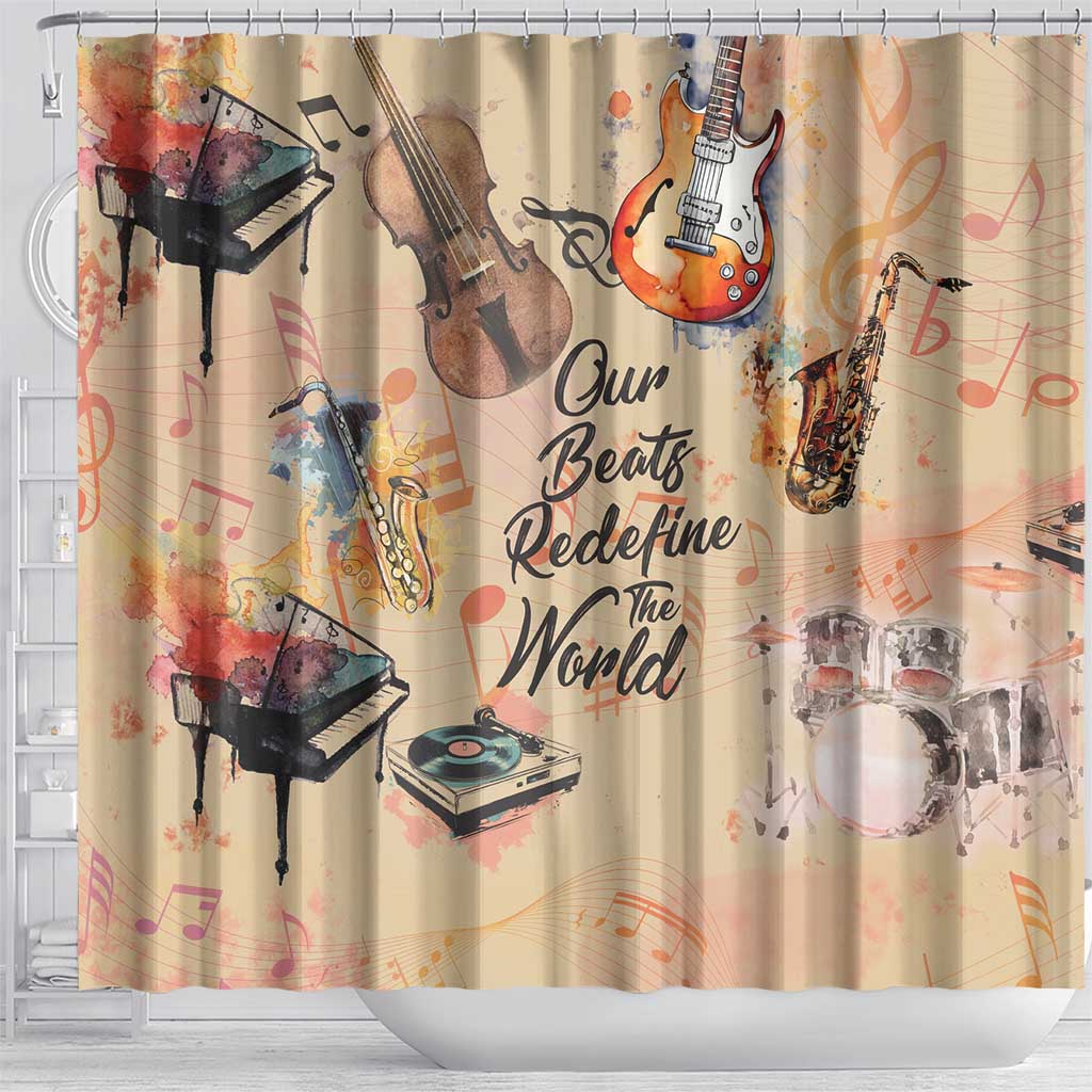 Our Beats Redefine The World African Shower Curtain