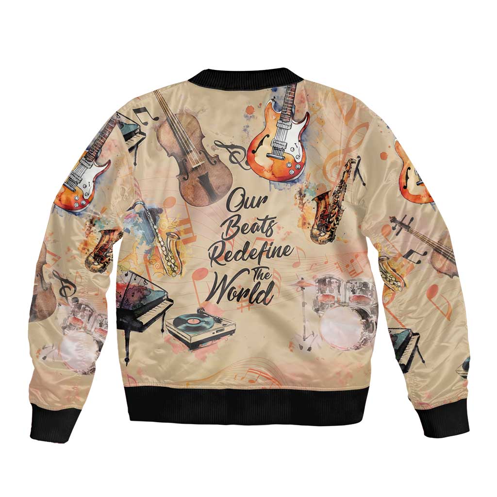 Our Beats Redefine The World African Sleeve Zip Bomber Jacket