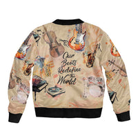 Our Beats Redefine The World African Sleeve Zip Bomber Jacket