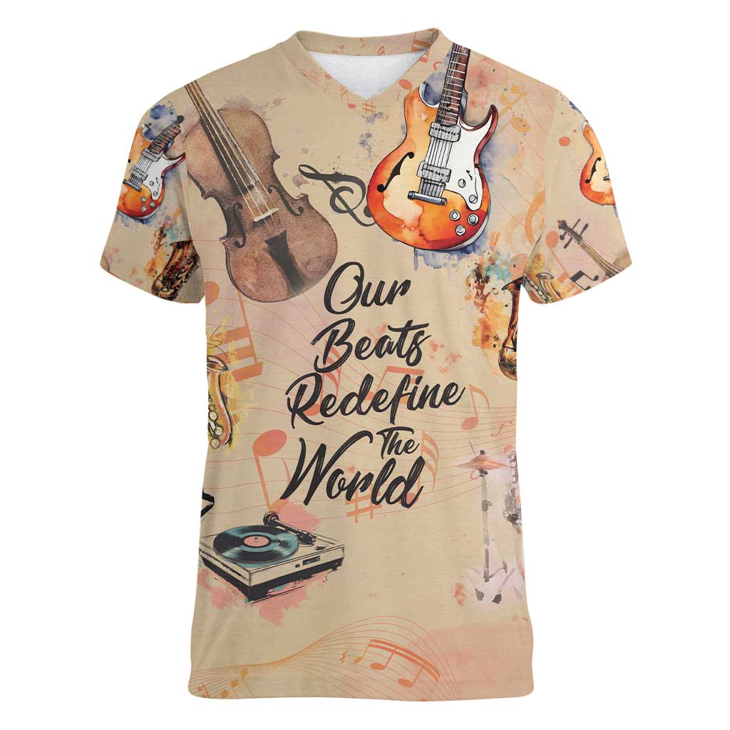 Our Beats Redefine The World African Women V-Neck T-Shirt