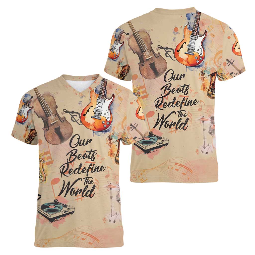 Our Beats Redefine The World African Women V-Neck T-Shirt