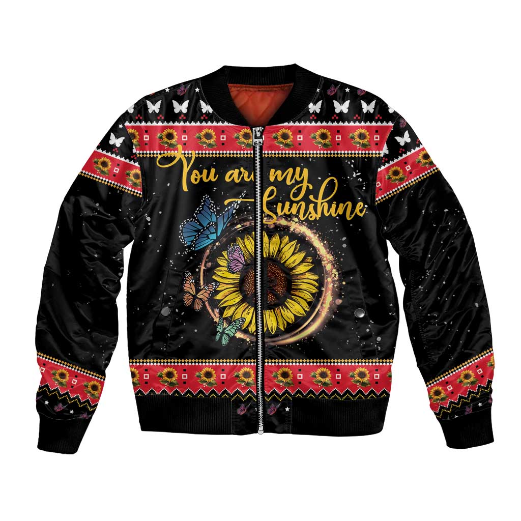 Butterfly Christmas Yall Bomber Jacket You Are My Sunshine - Wonder Print Shop