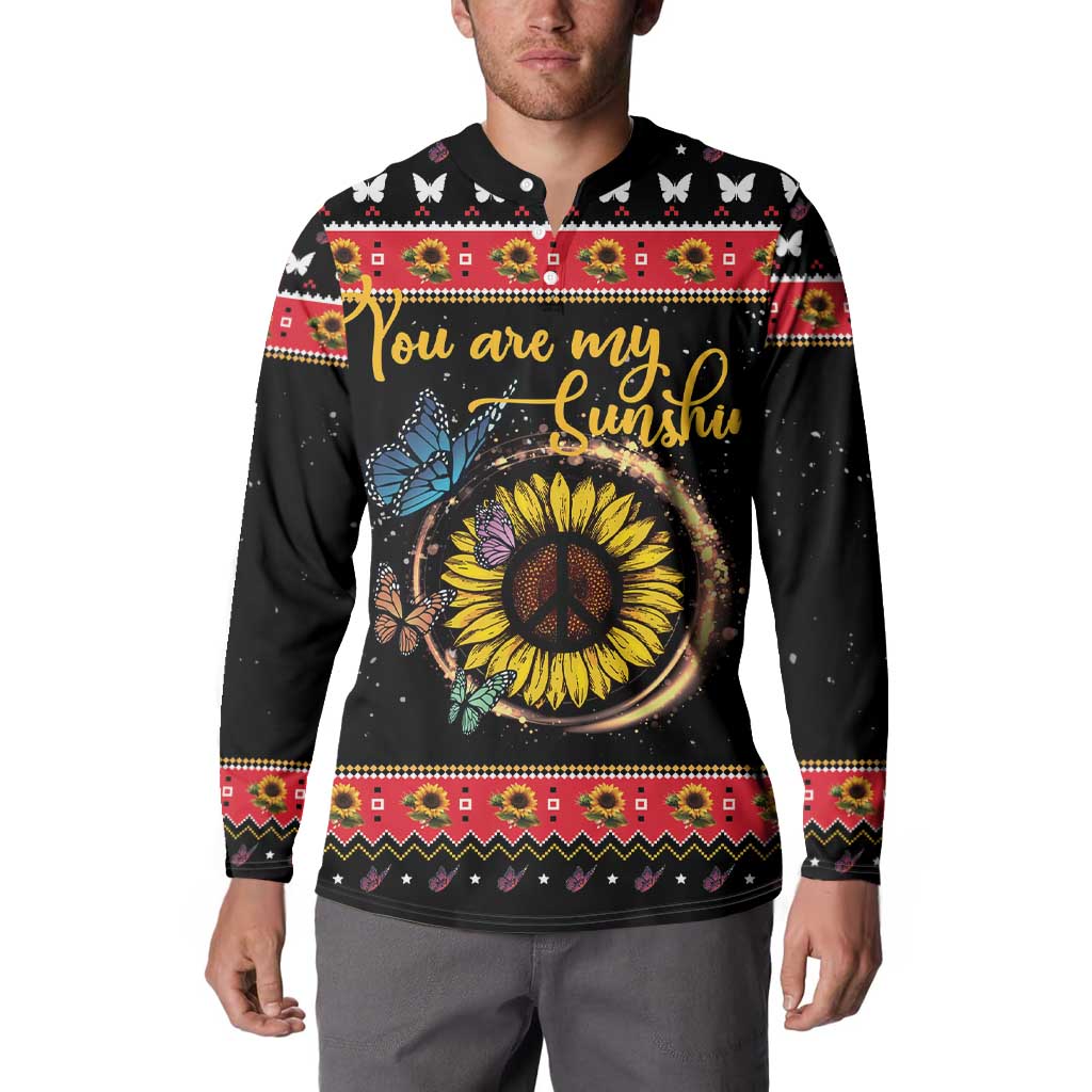 Butterfly Christmas Yall Button Sweatshirt You Are My Sunshine - Wonder Print Shop