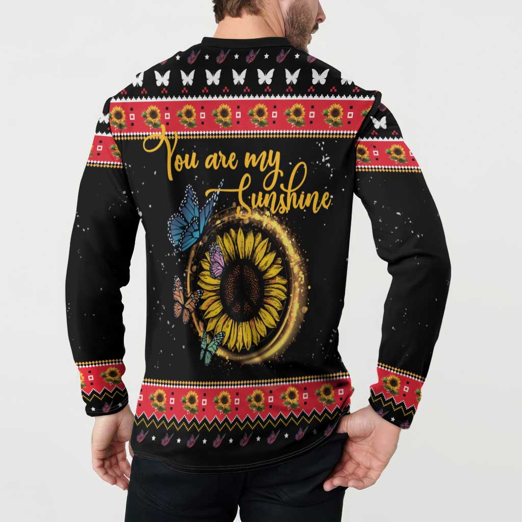 Butterfly Christmas Yall Button Sweatshirt You Are My Sunshine - Wonder Print Shop