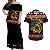 Butterfly Christmas Yall Couples Matching Off Shoulder Maxi Dress and Hawaiian Shirt You Are My Sunshine - Wonder Print Shop