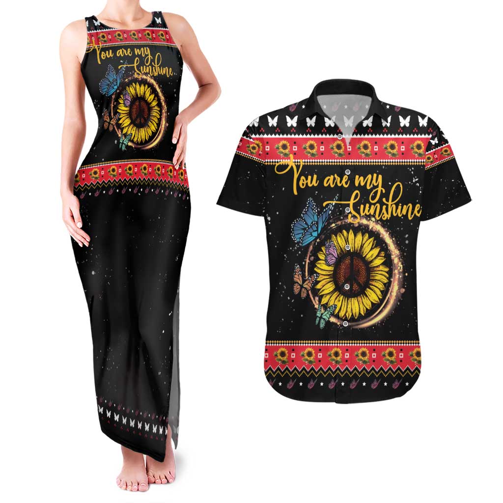 Butterfly Christmas Yall Couples Matching Tank Maxi Dress and Hawaiian Shirt You Are My Sunshine - Wonder Print Shop