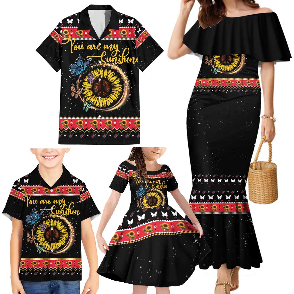Butterfly Christmas Yall Family Matching Mermaid Dress and Hawaiian Shirt You Are My Sunshine - Wonder Print Shop