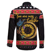 Butterfly Christmas Yall Family Matching Off The Shoulder Long Sleeve Dress and Hawaiian Shirt You Are My Sunshine - Wonder Print Shop