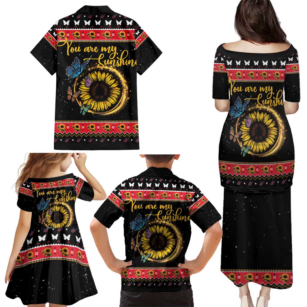 Butterfly Christmas Yall Family Matching Puletasi and Hawaiian Shirt You Are My Sunshine - Wonder Print Shop