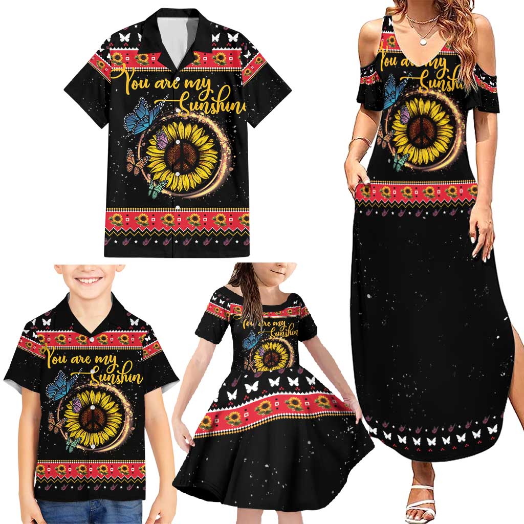 Butterfly Christmas Yall Family Matching Summer Maxi Dress and Hawaiian Shirt You Are My Sunshine - Wonder Print Shop