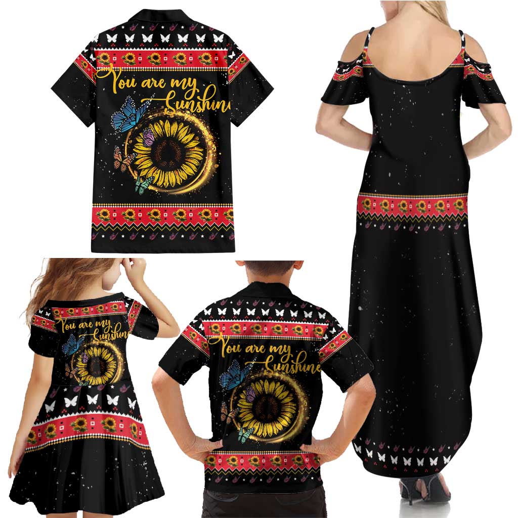 Butterfly Christmas Yall Family Matching Summer Maxi Dress and Hawaiian Shirt You Are My Sunshine - Wonder Print Shop