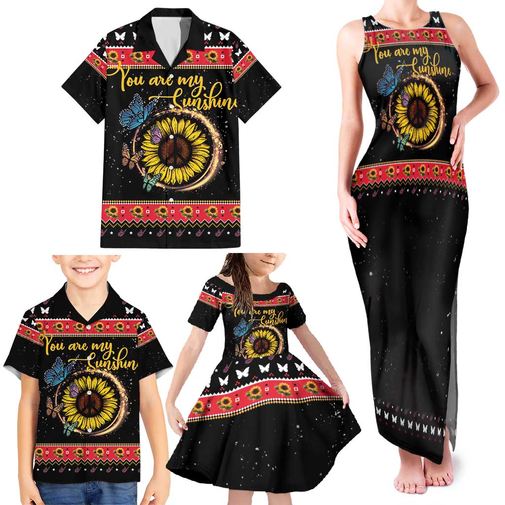 Butterfly Christmas Yall Family Matching Tank Maxi Dress and Hawaiian Shirt You Are My Sunshine - Wonder Print Shop