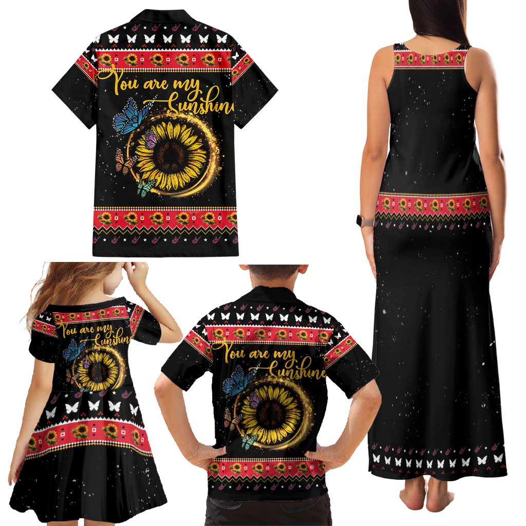 Butterfly Christmas Yall Family Matching Tank Maxi Dress and Hawaiian Shirt You Are My Sunshine - Wonder Print Shop