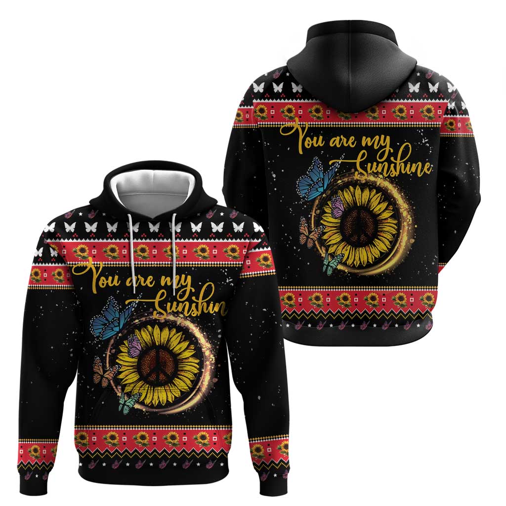 Butterfly Christmas Yall Hoodie You Are My Sunshine - Wonder Print Shop