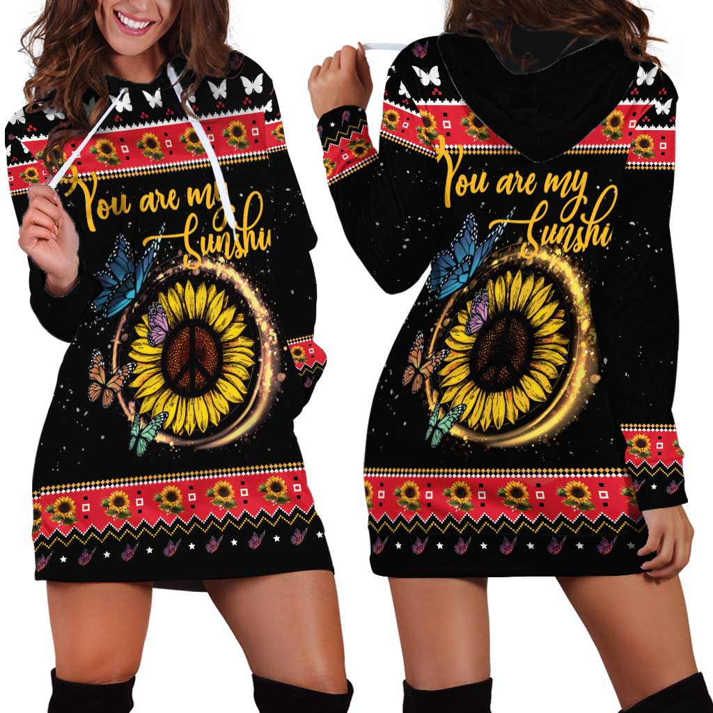 Butterfly Christmas Yall Hoodie Dress You Are My Sunshine - Wonder Print Shop