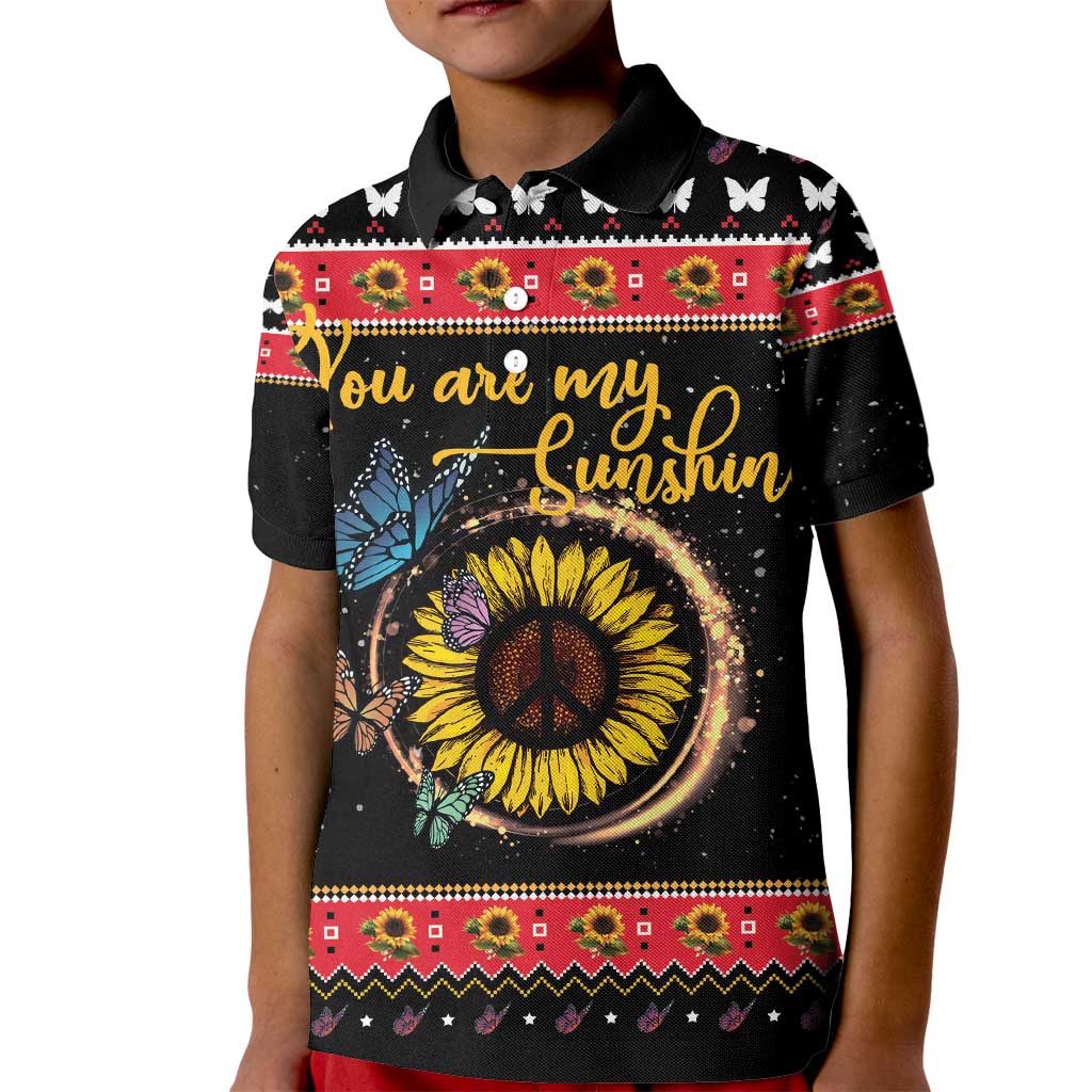 Butterfly Christmas Yall Kid Polo Shirt You Are My Sunshine - Wonder Print Shop